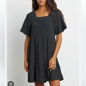 valentia tiered mini dress black Valentina Mini Ivory sheer beaded Mini dress 6 / Black main image 1
